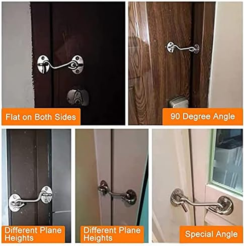 2Pcs Stainless Steel Cabin Door Hook & Eye Latch Lock Shed Gate Catch Silent Holder 10"