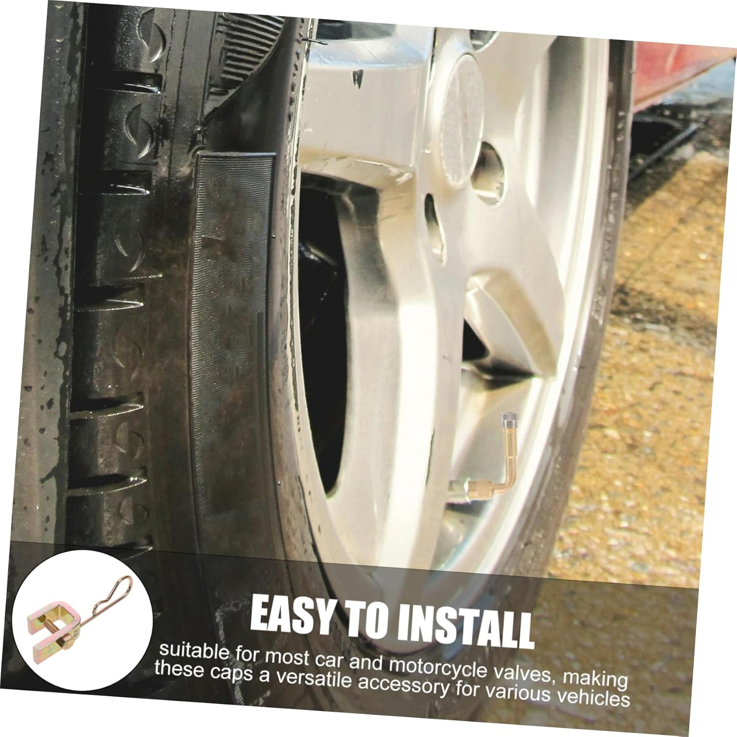 DINHEAROM 10Pcs Heavy Duty Iron Valve Stem Extender Clips for Trucks Cars Suvs Stable Dual Wheels Tire Valve Extension Holder Easy Attach Detach Air Leak Fixing Clamp image number 3