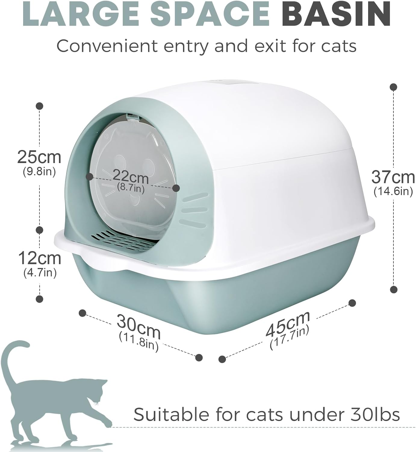 Kphico Cat Litter Box,Cat Potty with Cat Litter Scoop and Bamboo Charcoal Bag,Large Anti-Splashing Litter Box for Indoor Multiple Cats - 20" X 14" X 15" image number 6