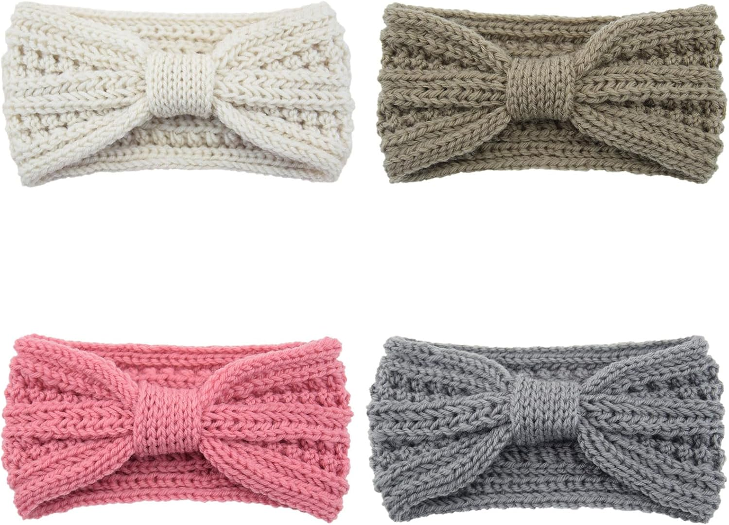 WJWINER Women'S Headband, 4 Piece Headband, Women'S Winter Headband, Girls' Winter, Suitable for Girls and Women to Keep Warm in Autumn and Winter