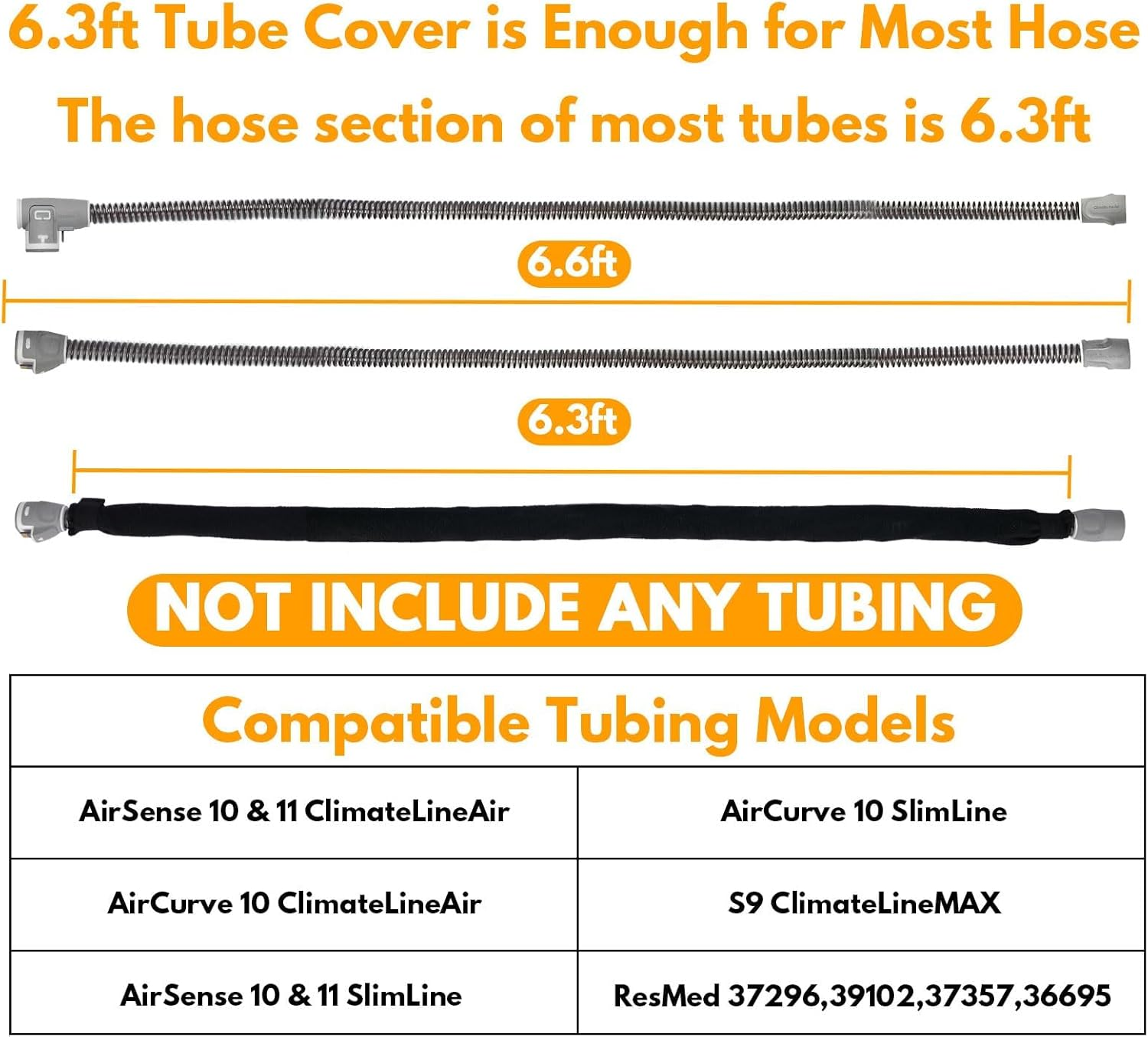 6.3Ft CPAP Hose Cover for Resmed Climatelineair Airsense 10 & 11, Cat Proof CPAP Tube Cover, Double-Sided Hose Wrap Full Zipper for Heated Tubing image number 4