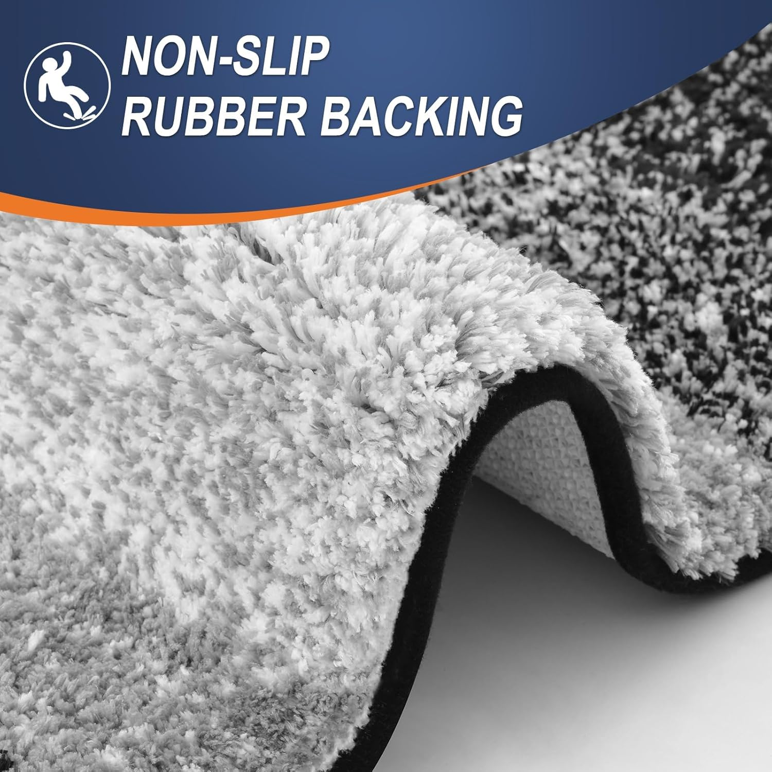 YUTA Bathroom Rugs Mat Extra Soft and Absorbent Microfiber Bath Rugs, Non-Slip Plush Shaggy Bath Carpet, Machine Wash Dry, Bath Mat for Bathroom Floor, Tub and Shower, 51X76Cm, Black image number 2