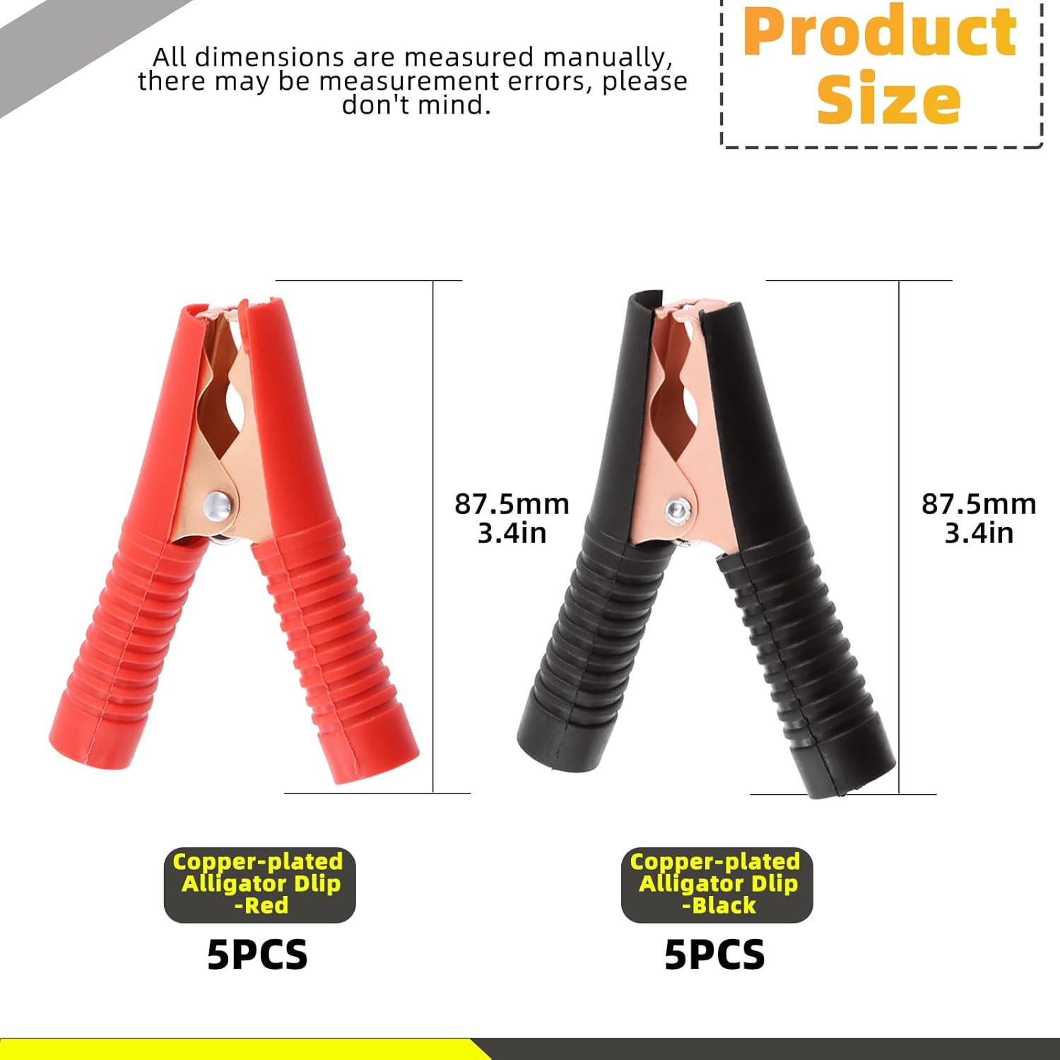 Mardatt 10Pcs Insulated Alligator Clips Copper Plated Insulated Alligator Clips Heavy Duty Alligator Clamps for Loaded Truck Car Battery Charging, Electrical Testing((100A) image number 2