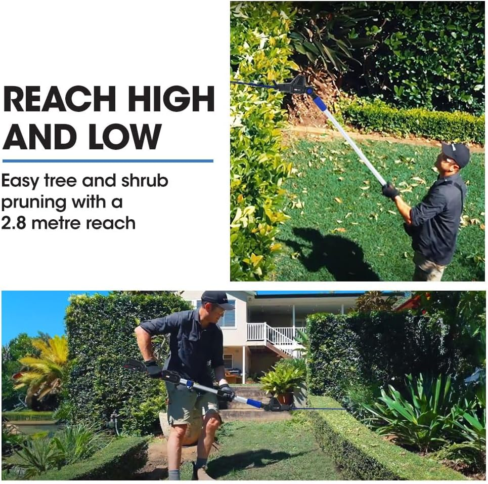 Powerblade 20V Cordless Pole Saw & Hedge Trimmer Combo, 8" Chainsaw Pruner & 20" Hedger, Telescopic Handle, Battery and Fast Charger Kit image number 2