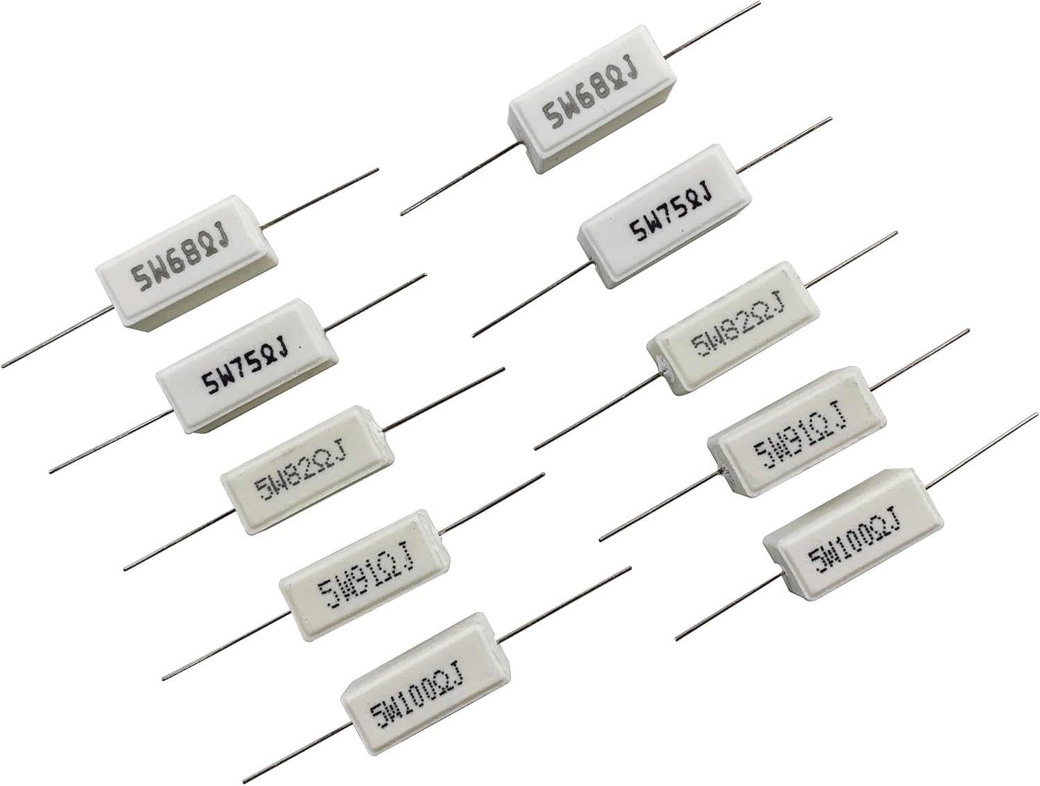 30 Values 60 Pieces Ceramic Cement Resistor KIT 5W Resistance 5 Watt &plusmn;5% Power Resistors (0.01 Ohm - 100 Ohm) image number 5