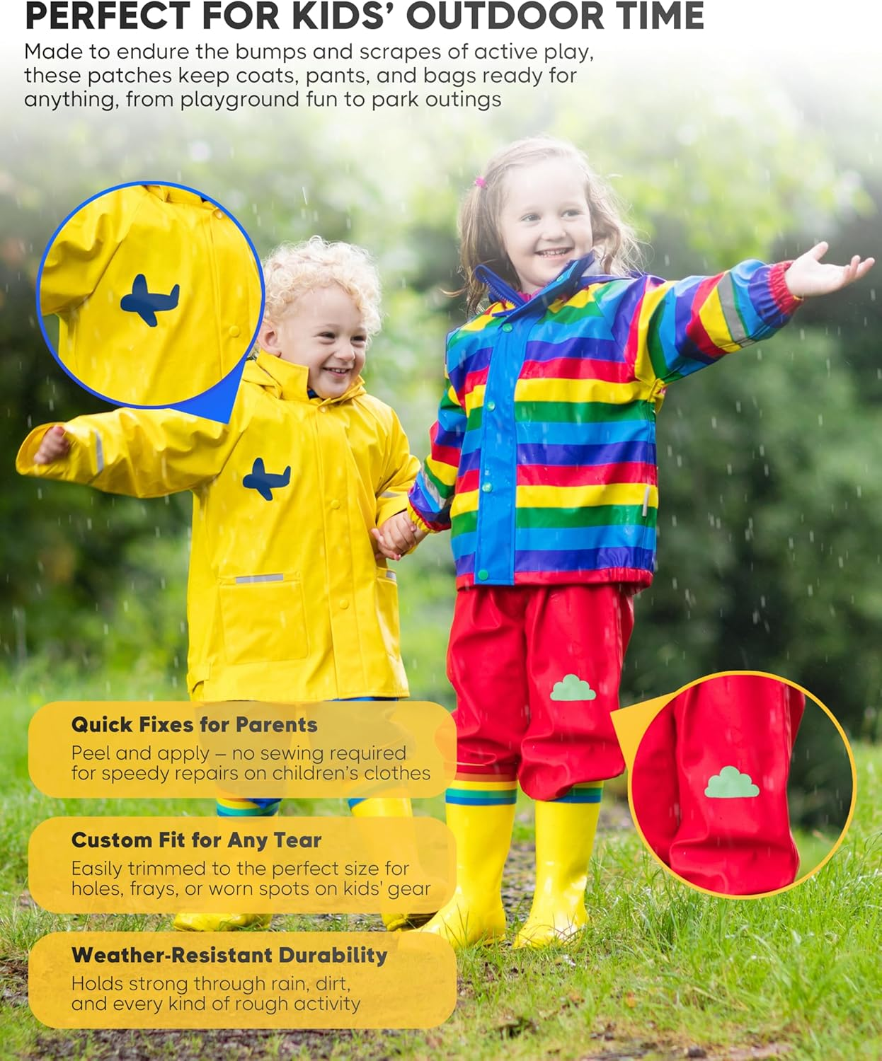 ZEFFFKA Nylon Self-Adhesive Repair Patches 8 Pack Waterproof Durable 13X18 Cm 5X7 Inch Fabric Patches for Jackets Tents Backpacks Sleeping Bags Clothing 8 Assorted Colors No Ironing Easy Fix image number 1