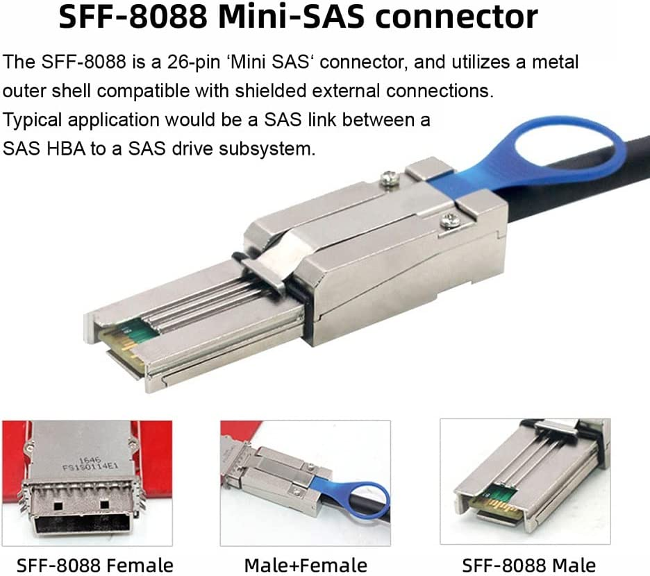 Cablecc 1M External Mini SAS 4 X SFF-8088 to SFF 8088 Data Cable