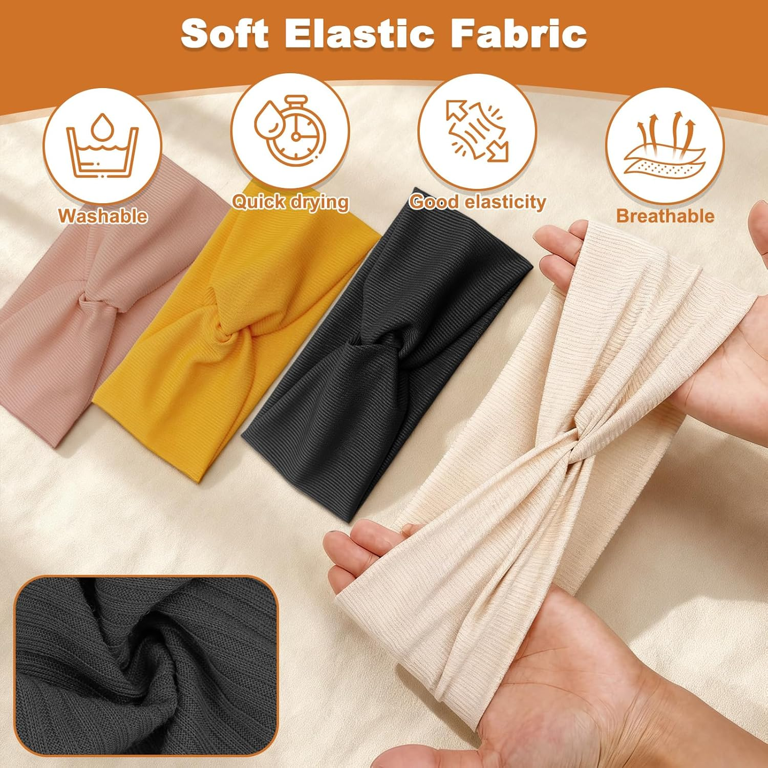 Women'S Hair Band, Pack of 8 Headbands for Women, Elastic Headband, Women'S Thin Non-Slip Hair Bands, Soft Headband Hair Band for Running, Sports, Yoga, Workout, Elastic Running Gym image number 2