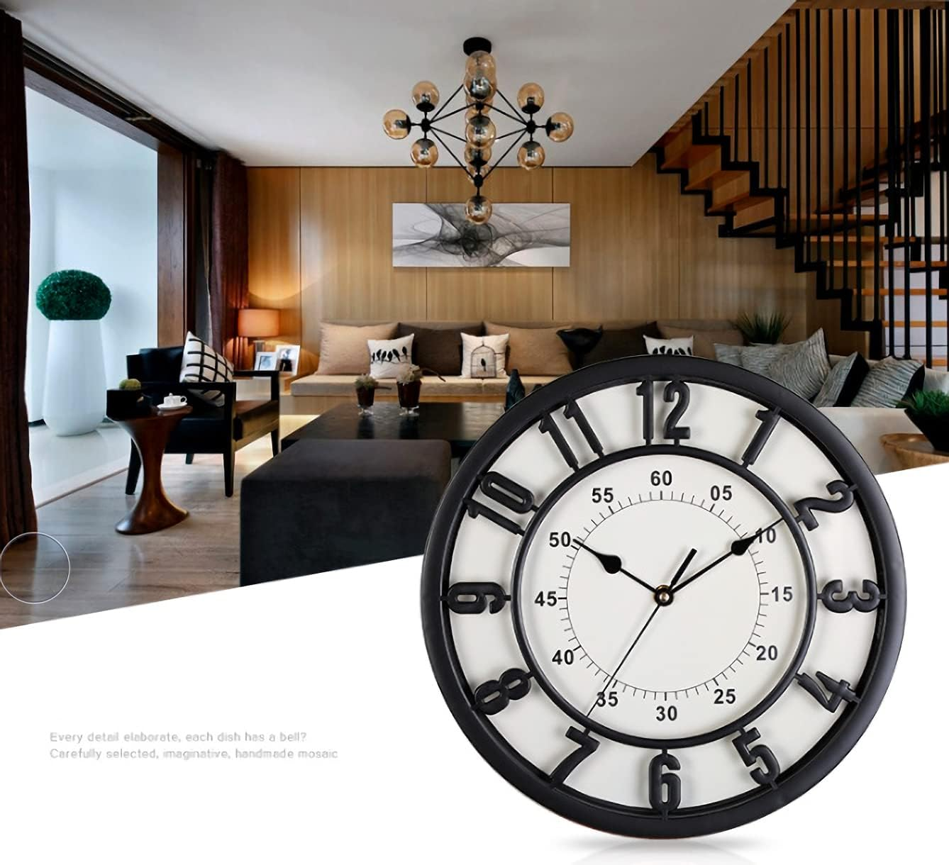 30Cm Wall Clock - Quiet and No Ticking, Easy to Read, Suitable for Home, Office, Classroom, School - Battery Powered,Energy Saving - Retro Roman Numerals Style image number 3