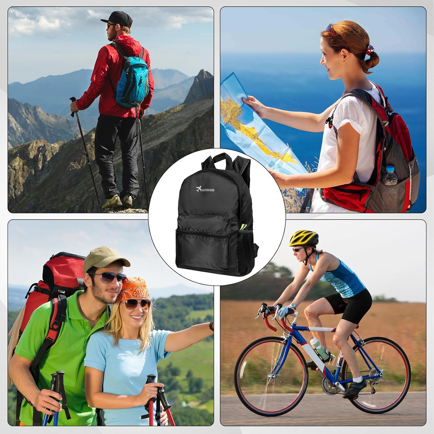 Foldable Hiking Backpack, Foldable Backpack, Ultra Lightweight Rucksack, Unisex Packable Backpack for Men Women, Waterproof Travel Daypack for Outdoor Sport Biking Hiking Climbing image number 5