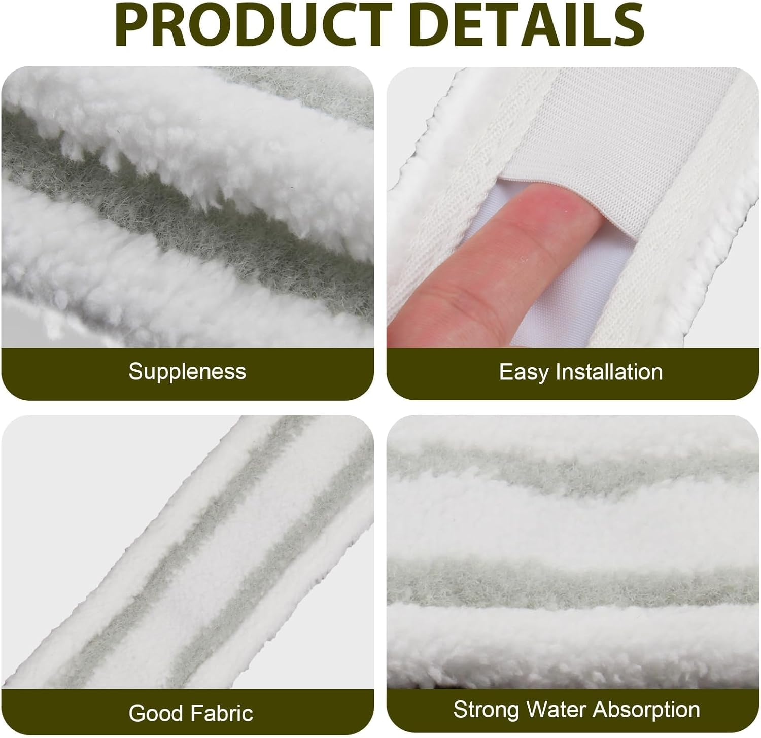 Microfibre Mop Covers Compatible with K&auml;rcher Window Cleaner, Pack of 4 Replacement Mop Cover, Window Cleaner Replacement Parts Accessories, High Cleaning Performance for Window Cleaning (WV1 WV2 WV5) image number 2