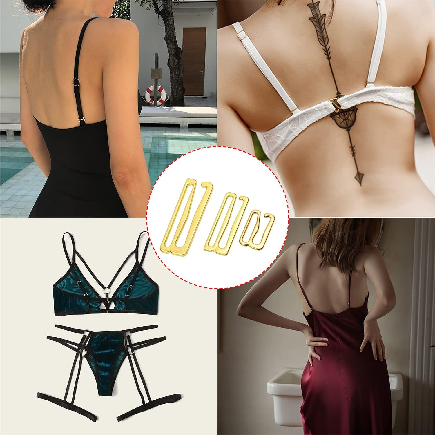 Tupalizy Metal Bra Strap Hooks for Sewing Bikini Halter Tops Bathing Suit Clips Lingerie Swimsuit Adjustment Slides, 60PCS image number 5