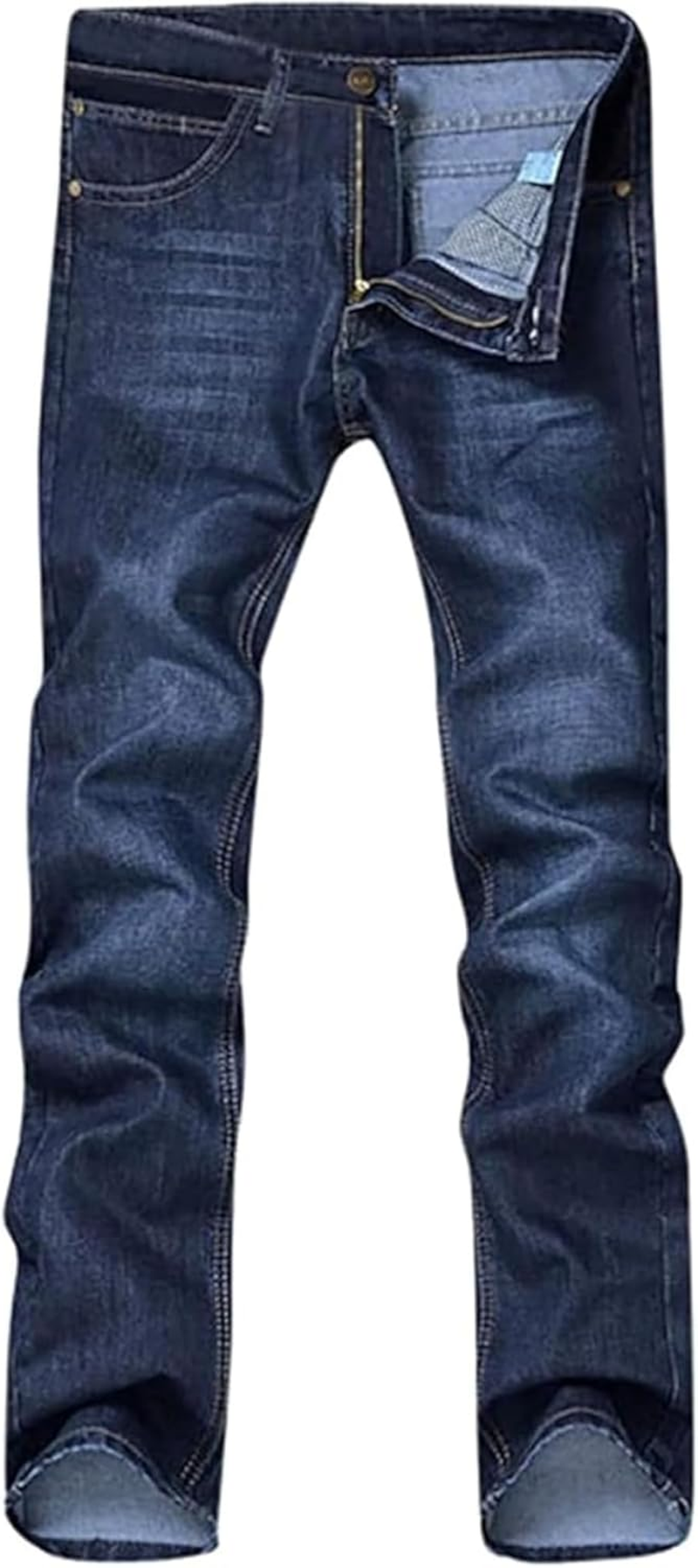 Men'S Classic Relaxed Fit Jean Lightweight Straight Leg Washed Denim Jeans Retro Distressed Loose Fit Jean Pants image number 3