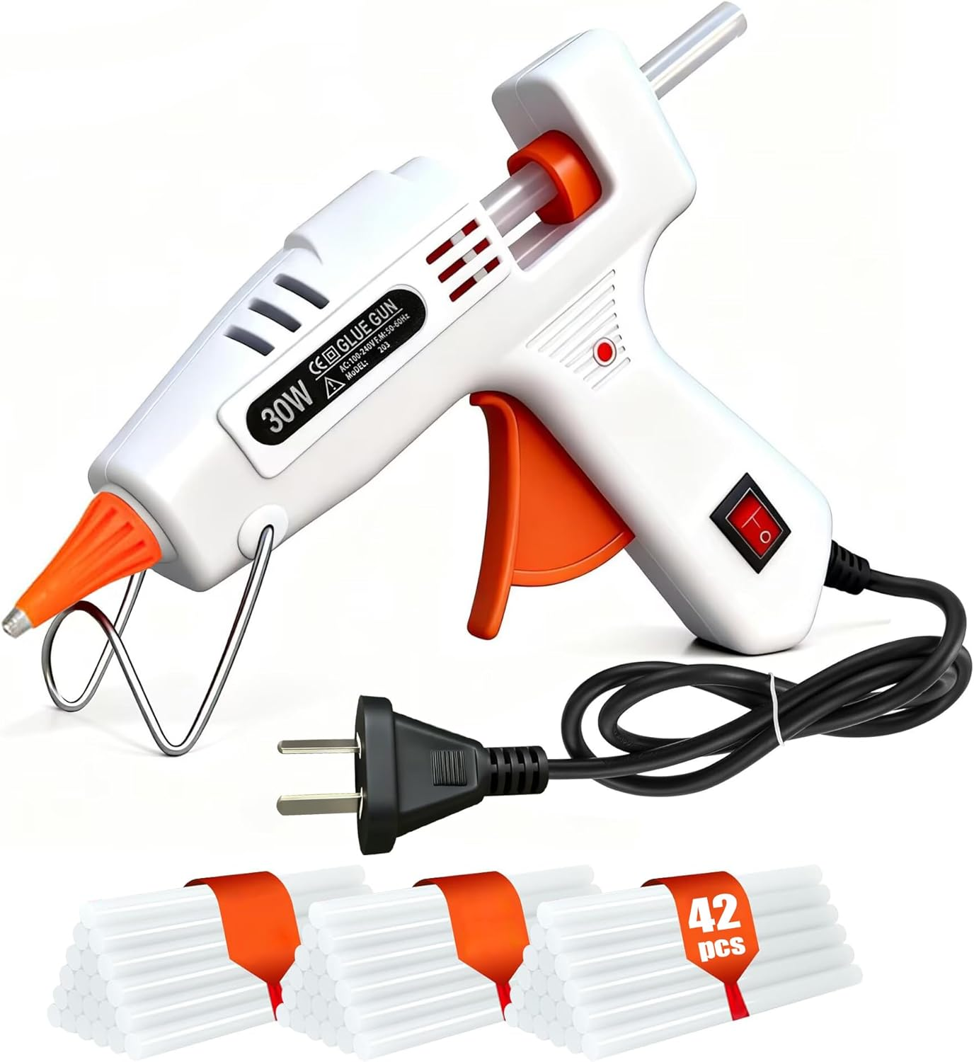 Mini Glue Gun Kit with 42 Gun Sticks(150Mm X 7Mm) for Australia, 30W Fast Heating Hot Melt Gun, Lightweight Craft Hot Glue Gun for School Crafts DIY Arts and Quick Home Repairs image number 1