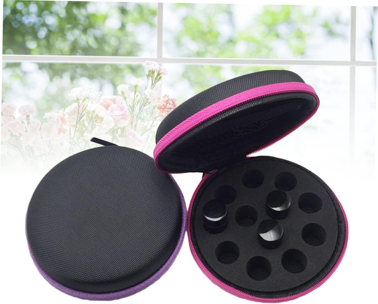 Vaguelly 2Pcs 12-Grid Essential Oil Storage Case 1-2Ml Portable round Organizer Bag for Travel Aromatherapy Holder Random Color image number 5