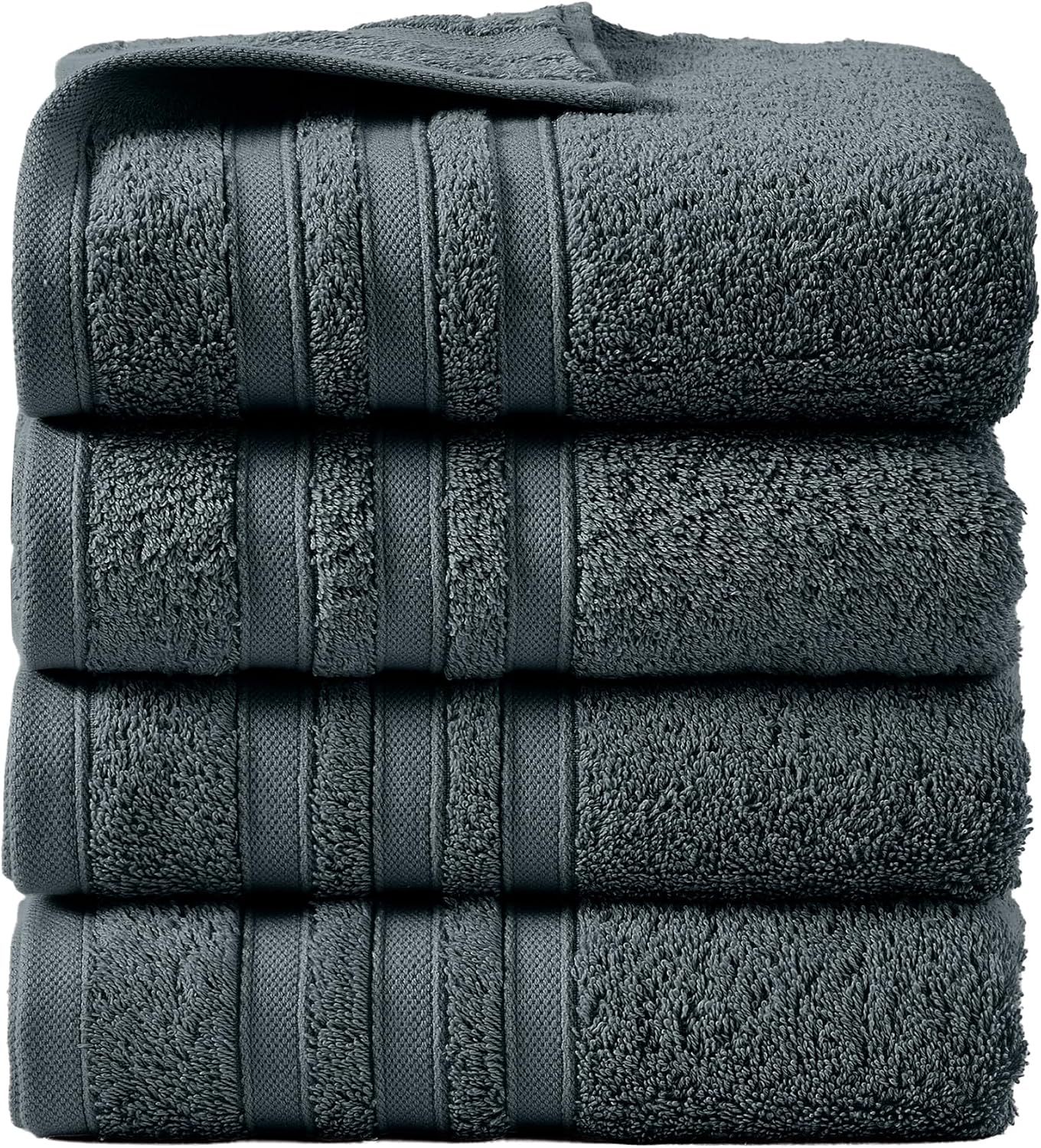 LINENOVA 100% Cotton Bath Towels 4 Pack - Premium 450GSM Soft & Lightweight Towel Set, Quick Dry & Absorbent Bathroom Towels, Ideal for Hotel, Spa and Gym Use (65X130Cm, Charcoal) image number 5