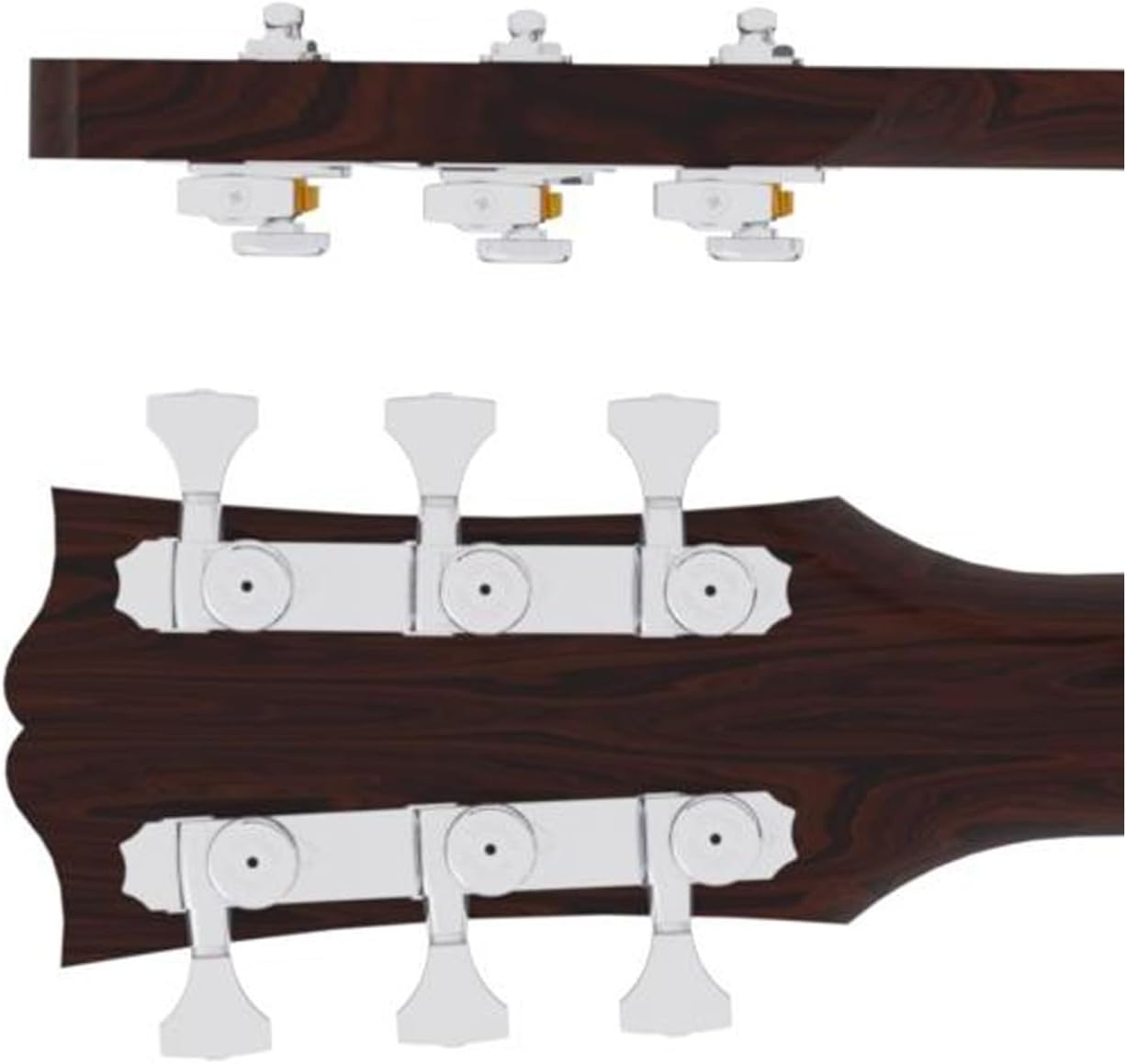 Hipshot 6GLO Grip-Lock Locking Guitar Tuning Machines 3+3 Chrome image number 6