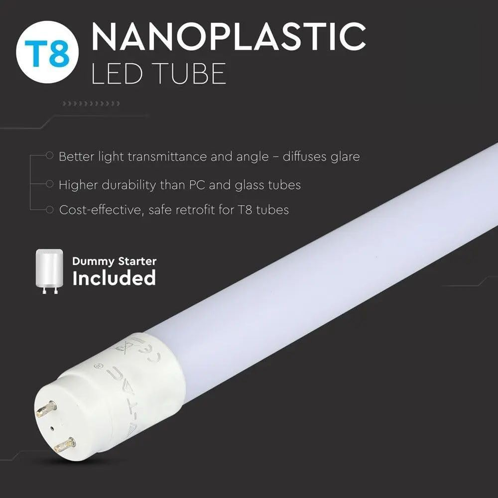 ZONE LED Set of 10 LED Tubes 60 Cm Neutral White (4000 K), 850 Lumens, T8, G13-9W (Replaces 18 W), Includes Starter, LED Tube Fluorescent Tube Neon Tube Light image number 6