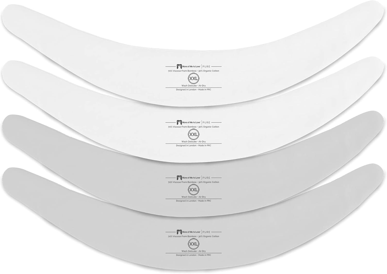 More of Me to Love Bamboo and Organic Cotton Tummy Liner 4-Pack, Xx-Large (2 X Pearl White and 2 X Stone Gray) image number 4