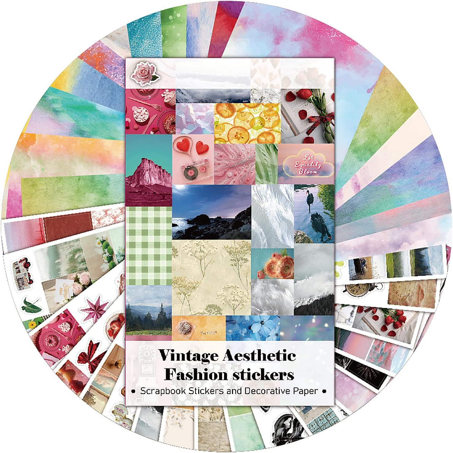 600+ Scrapbook Stickers and 20 Sheets Scrap Paper Book for Scrapbooking, Vintage Letter & Number Stickers for Journaling, Junk Journal Supplies, Planner, DIY Crafts Arts