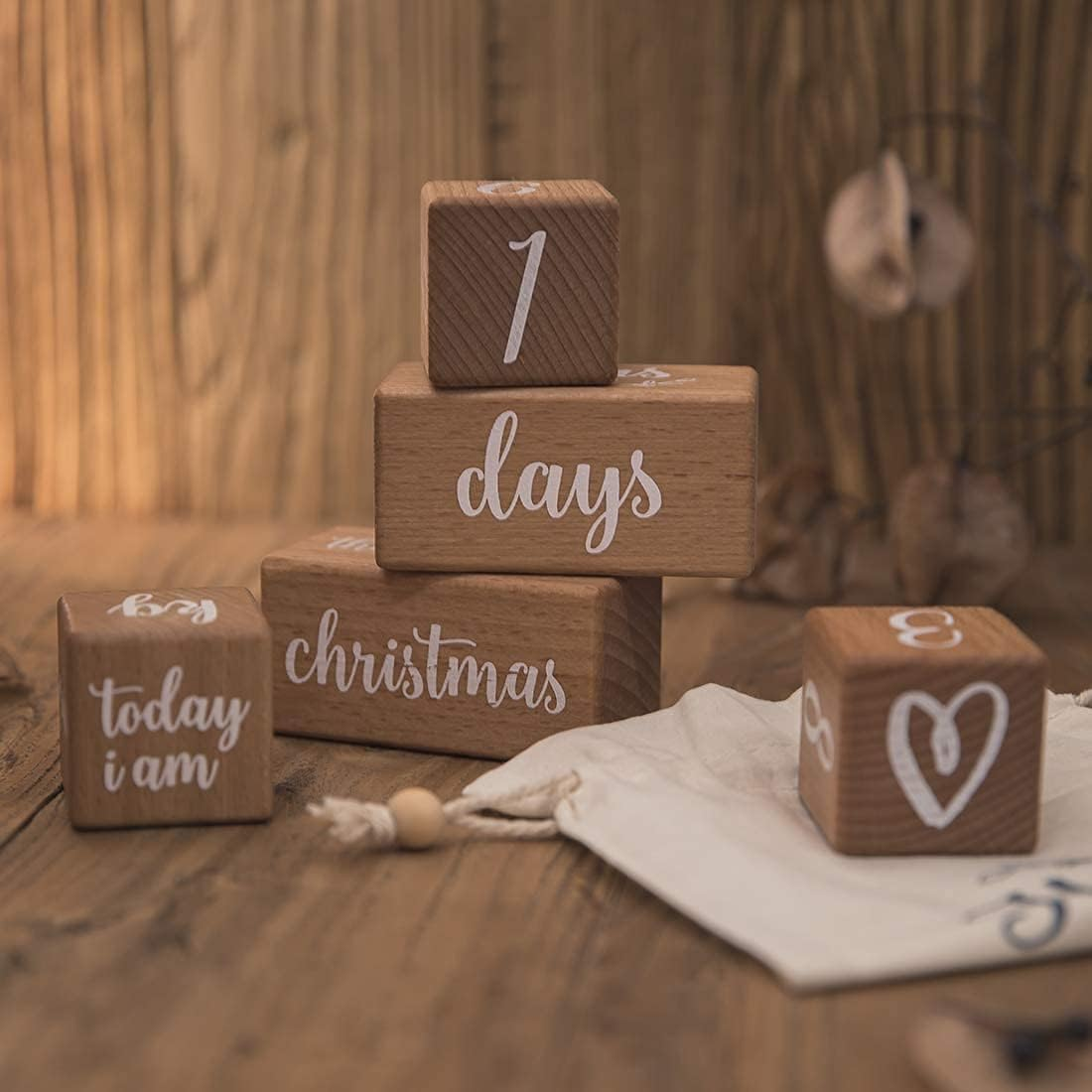 EERKEOD 6 PCS Baby Milestone Blocks Month Blocks Baby Age Blocks for Monthly Milestone Wooden Baby Photo Props Set Perfect for Baby Shower and Keepsake image number 4