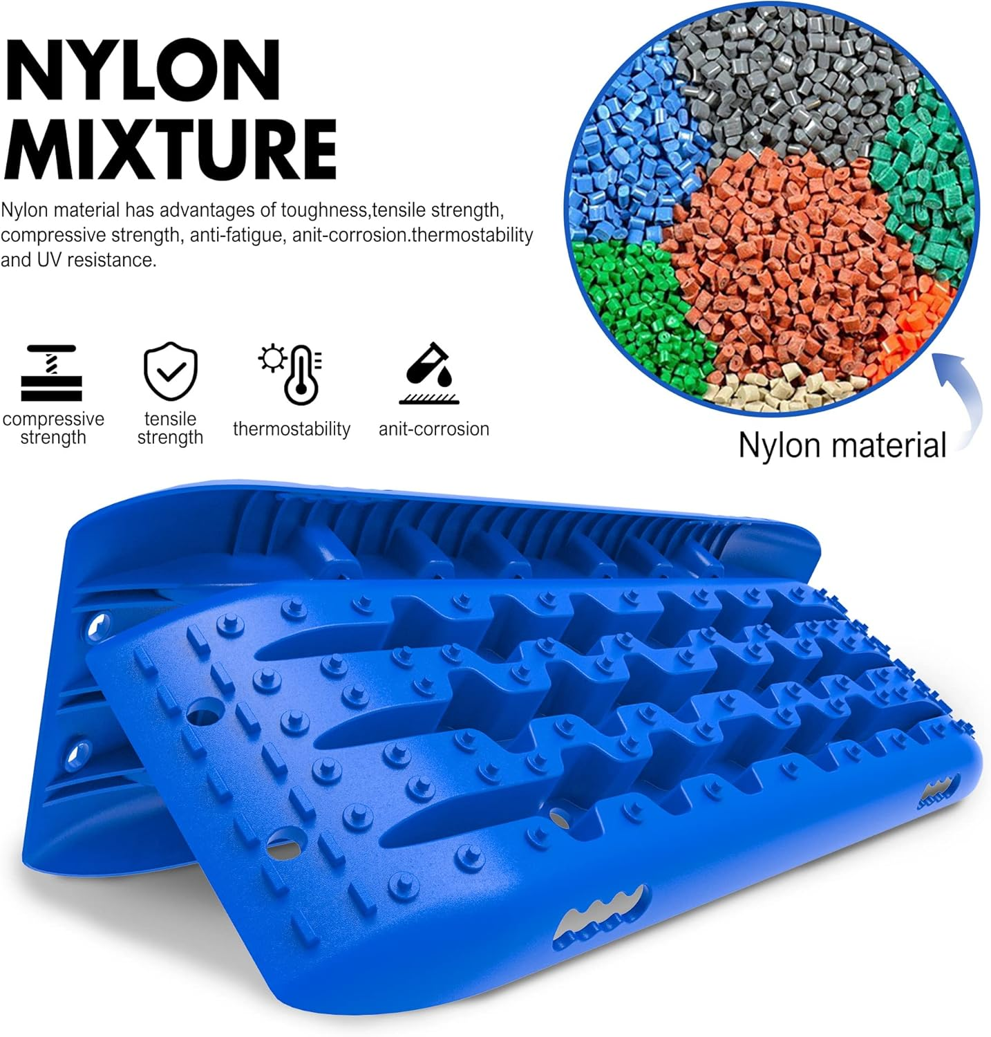 X-BULL Recovery Tracks 4X4 Recovery Boards Offroad 4Wd Tracks 22046LBS/10000KG Stand for Automotive Accessories Tires and Wheels in the Sand Mud Snow(Gen 2.0 Blue) image number 3