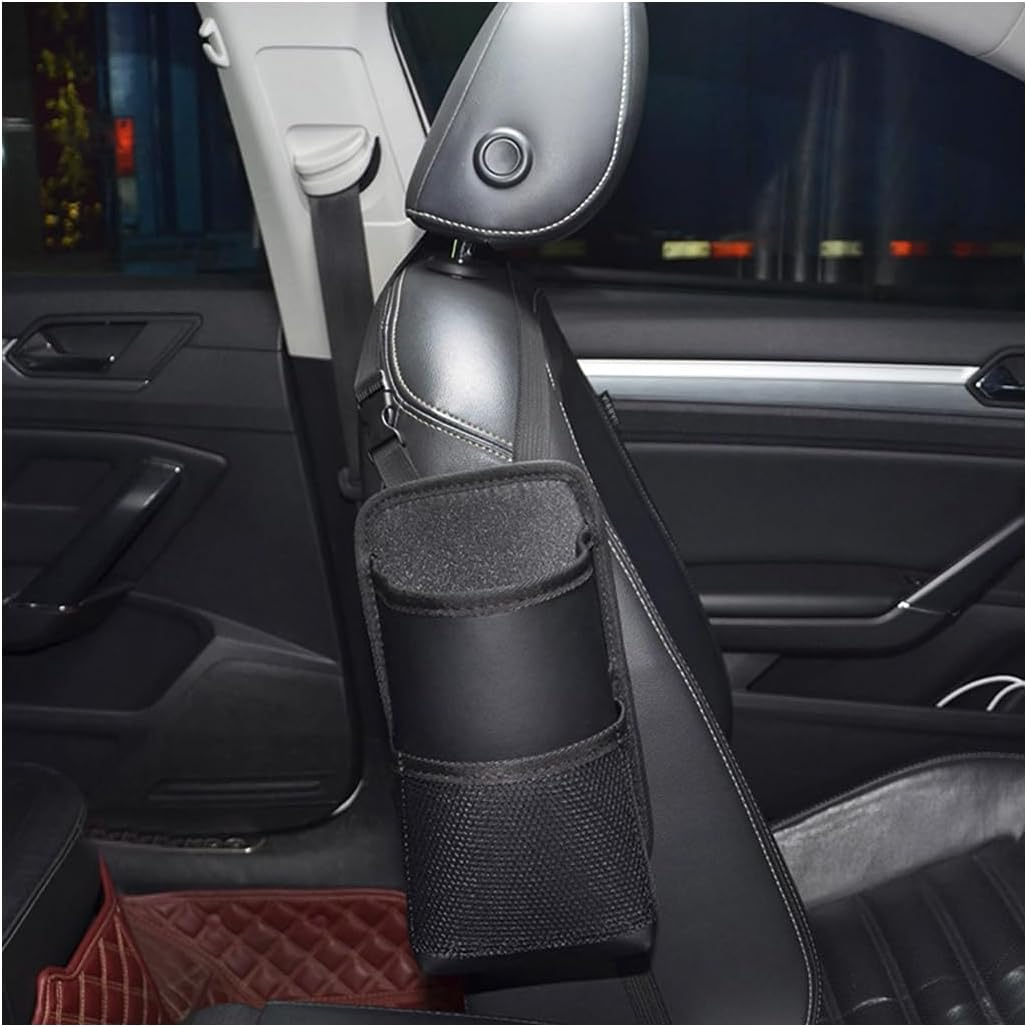 Sylvil 2 in 1 Large Cup Holder, Multifunctional Seat Side Storage Hanging Bag with Mesh Pocket, Car Water Bottle Storage Sleeve with Adjustable Strap, Car Accessories for Drinks (Black)