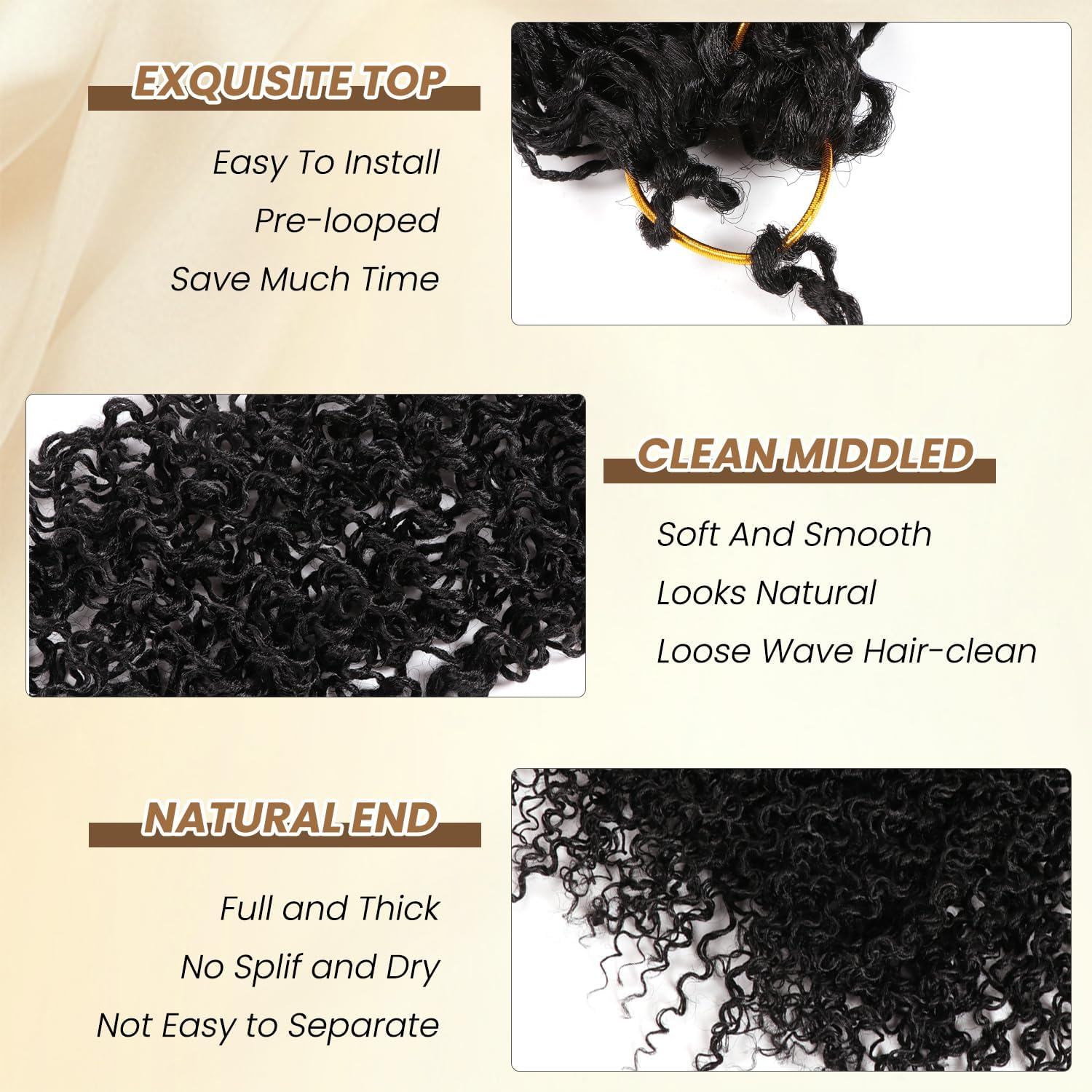 Bohemian Yanky Twist Crochet Hair Pre-Twisted Passion Twist Hair with Curly Ends Kinky Twists Pre-Looped Curly Wave Senegalese Twist Braids (1B#, 10 Inch (Pack of 3)) image number 4