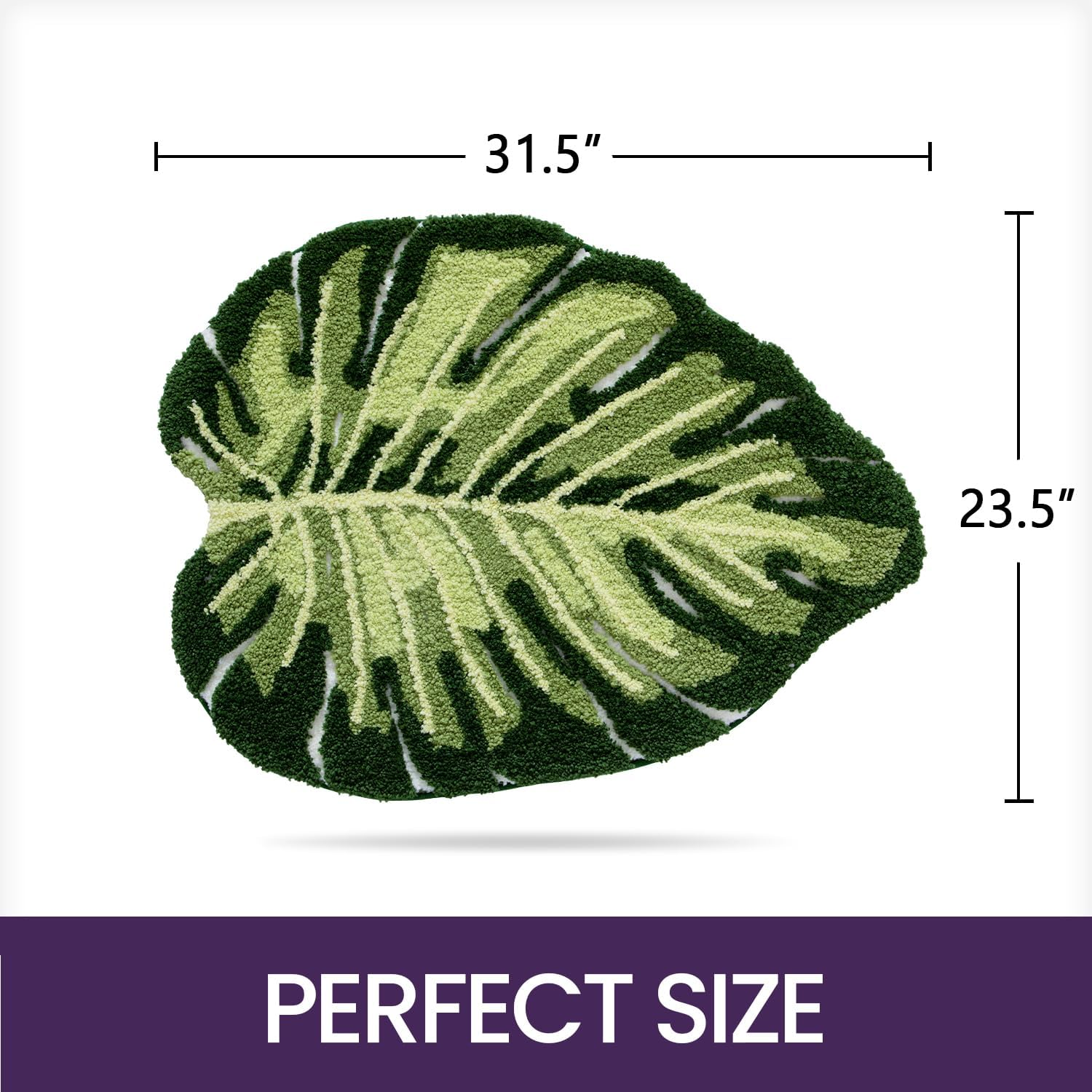 DEXI Bathroom Rugs Bath Mat Shower Floor Bathmat Non Slip Absorbent Washable Carpet Monstera Deliciosa Embossed Leaf Shaped 23.5"X31.5" image number 1