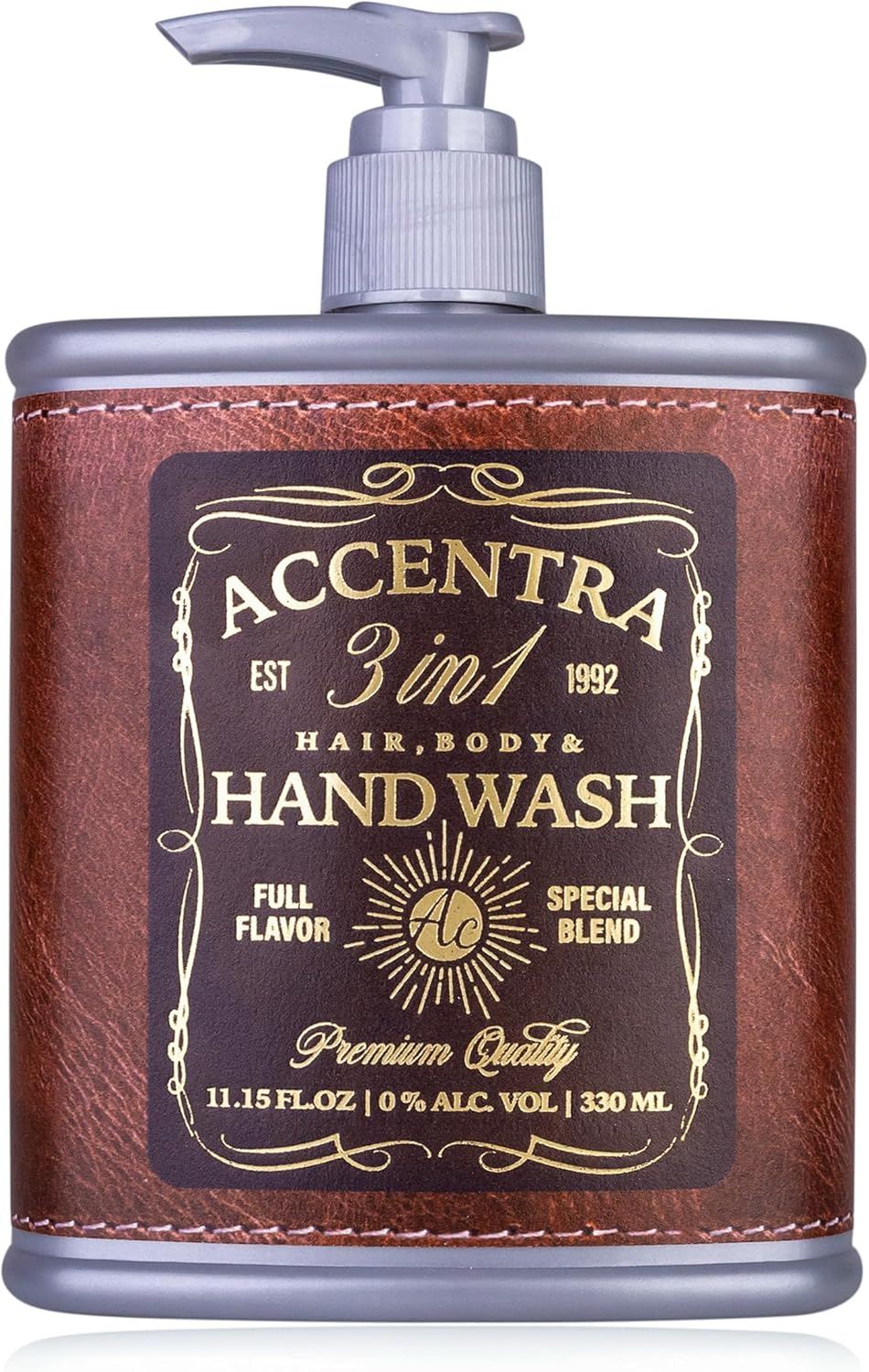 Accentra Whiskey Soap Dispenser, Hand Soap Special Blend in Schnapps Bottle Look, Hip Flask with 330 Ml Hand Soap in Pump Dispenser, Liquid Soap, Fragrance: Birch and Cedar, Gift Idea for Men For