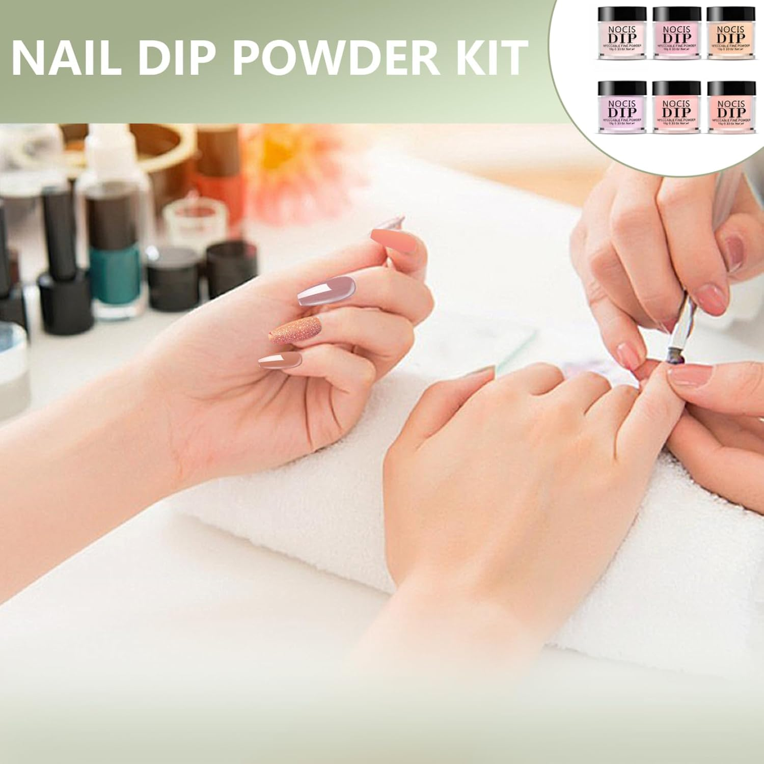 Nail Dip Powder Kit 6 Colors Jelly Translucent Dip Powder Nail Kit Long-Lasting DIY French Manicure Set for Beginner Home Salon image number 4