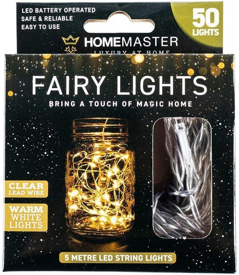 Home Master&reg; 1/2/3PK LED Fairy Lights Cool White/Warm White Ambience Clear Lead Wire String (Warm White, 5) image number 1