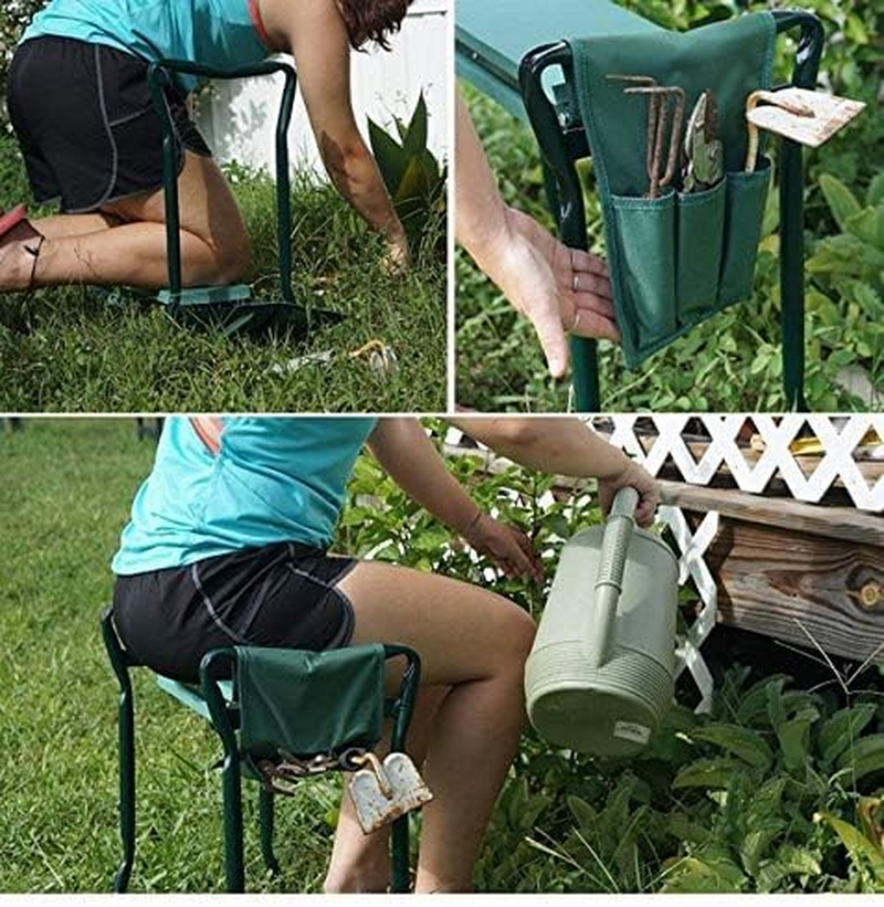 Garden Kneeler Seat, with Upgraded Thicken Kneeling Pad and 2 Large Tool Pouch, Foldable Stool 330Lb Capacity-Protects Your Knees, Clothes from Dirt & Grass Stains (Light Green-1Bag) image number 3