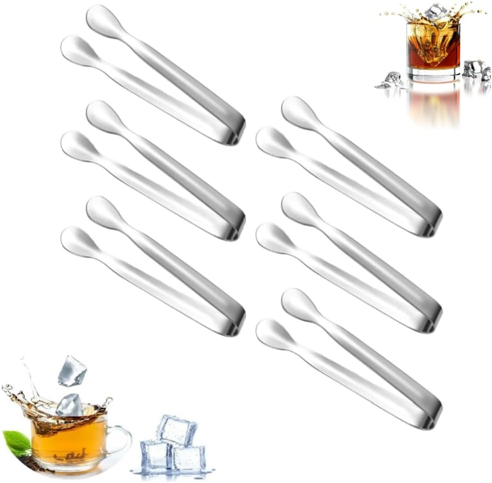 6Pcs Mini Small Tiny Tongs,4.25Inch Stainless Steel for Serving Food, Durable Kitchen Metal Tongs for Ice, Salad, Toaster, Desserts, Appetizers and Charcuterie Board (Silver) image number 4