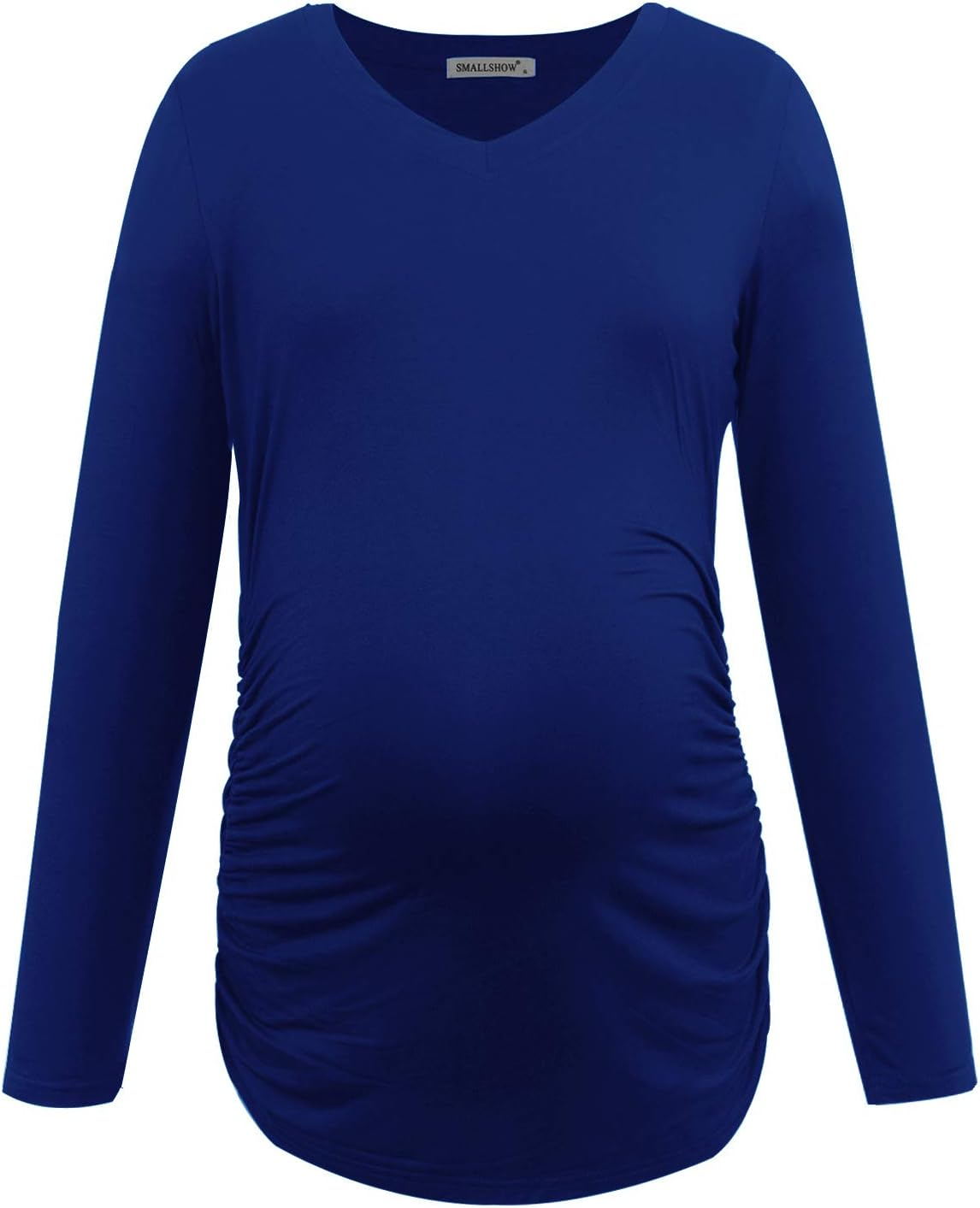 Smallshow Women'S V-Neck Maternity Shirt Clothes Long Sleeve Ruched Pregnancy Top