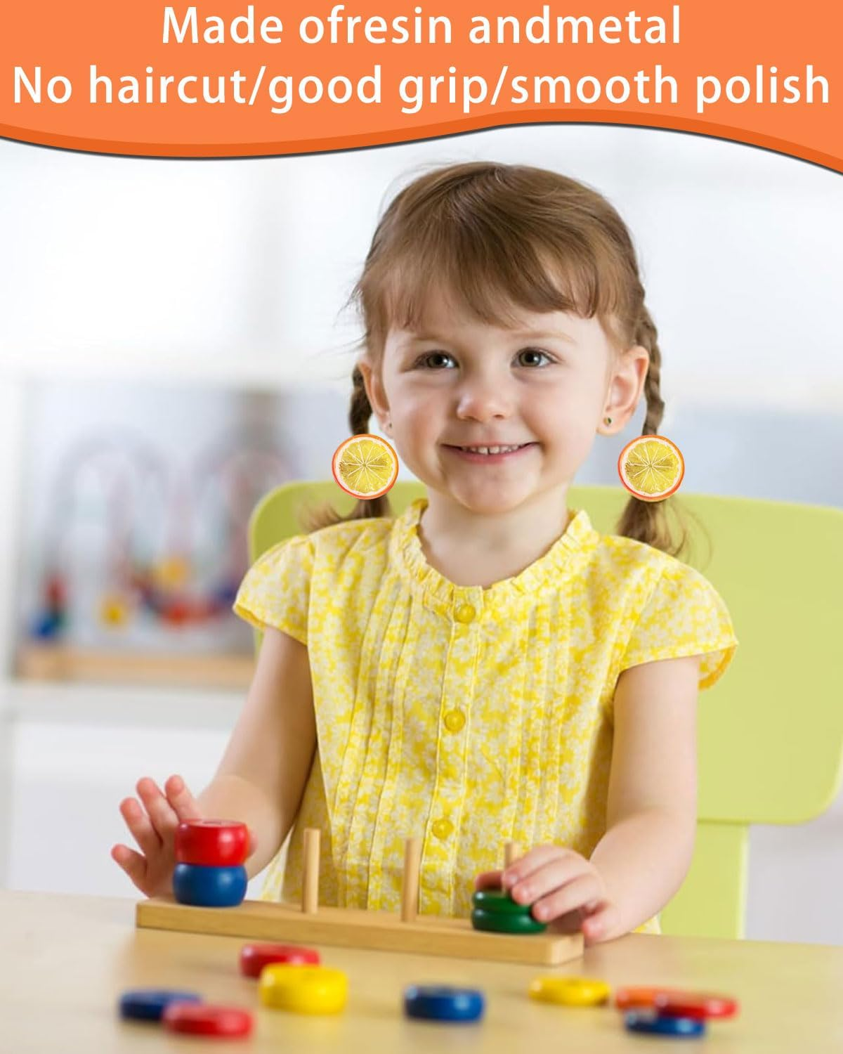 IPNSDON 4 Pieces Hair Clips Set Orange Hair Clips Elastic Hair Bands for Girls and Women Cute Fruit Hair Accessories for Carnival Costume Party