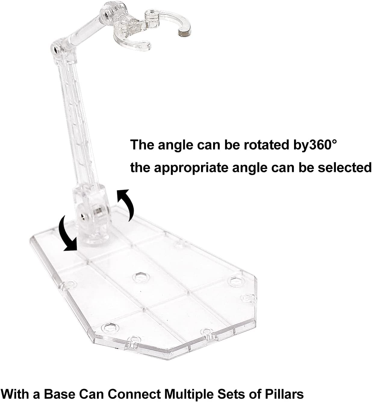 3 Pcs Action Figure Stand,Assembly Action Figure Display Holder Base Doll Model Support Stand Compatible with HG RG SD SHF Gundam 1/144 Toy Clear image number 1