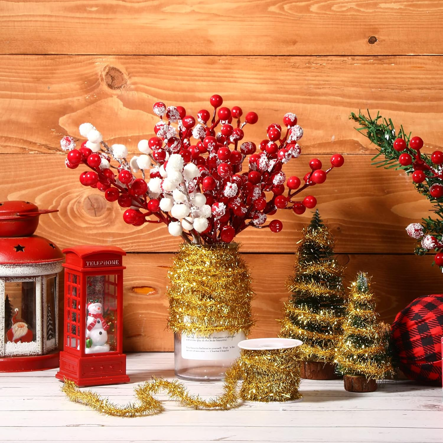 60 Yard Christmas Tinsel Garland Colorful Glitter Christmas Garland Thin Metallic Tinsel Garland Tinsel Wire Christmas Ribbon for Christmas Wedding Birthday (Gold) image number 2