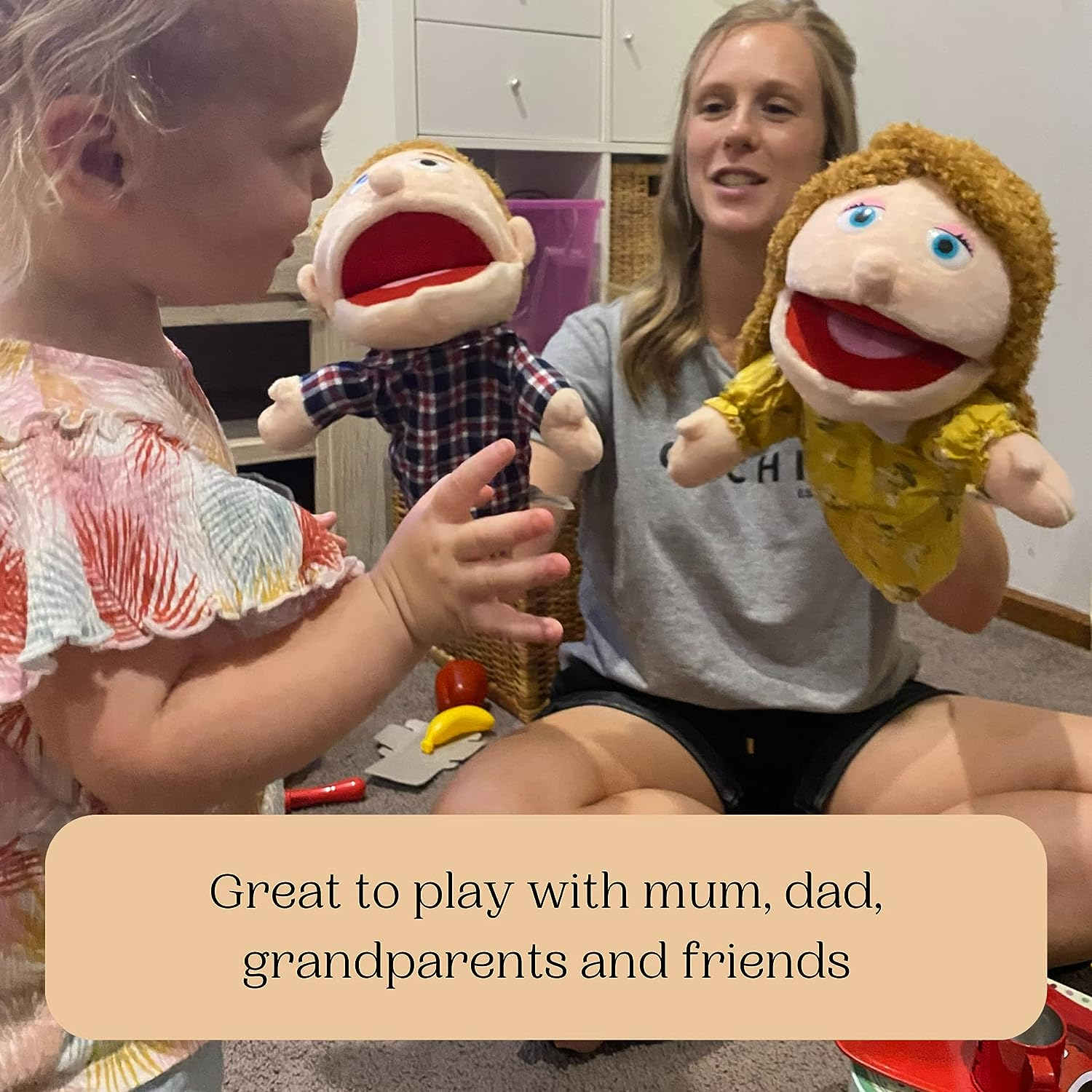 Hand Puppet &ndash; Grandpa and Grandma &ndash; Moving Mouth Human People Puppet Toy for Kids - 30Cm - Nanna and Pop Family Glove Puppet image number 4