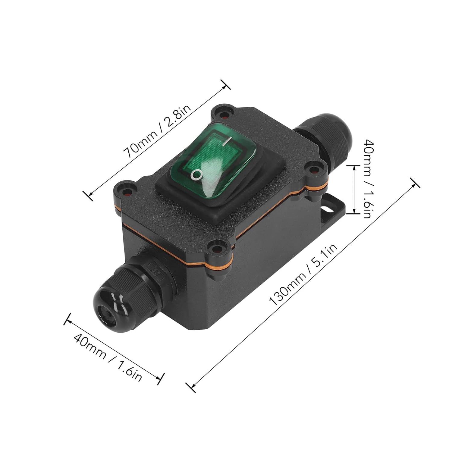 Inline Cord Switch, 4 Pin 2 Position on off Toggle Switch IP65 Waterproof on off Outdoor Toggle Switch with Rocker Button for High Power Appliances, Outdoor Equipment (Green) image number 6