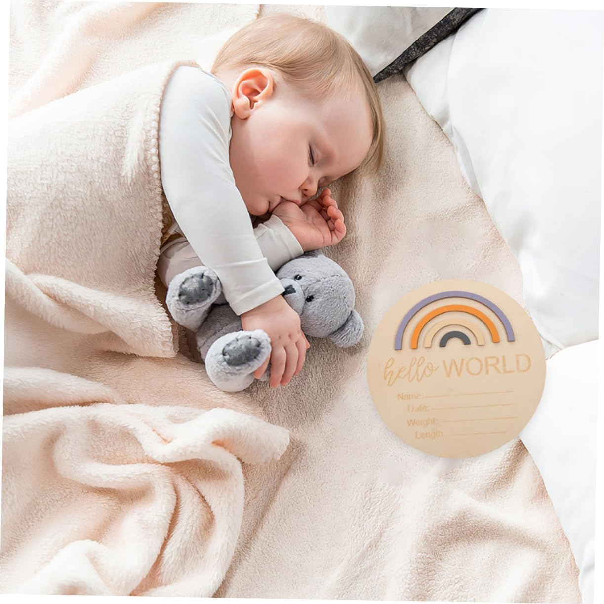 VANZACK 2Pcs Wooden Monthly Milestone Cards for Photoshoots Milestone Wooden Circles for Nursery Decor for Newborn Photography image number 5