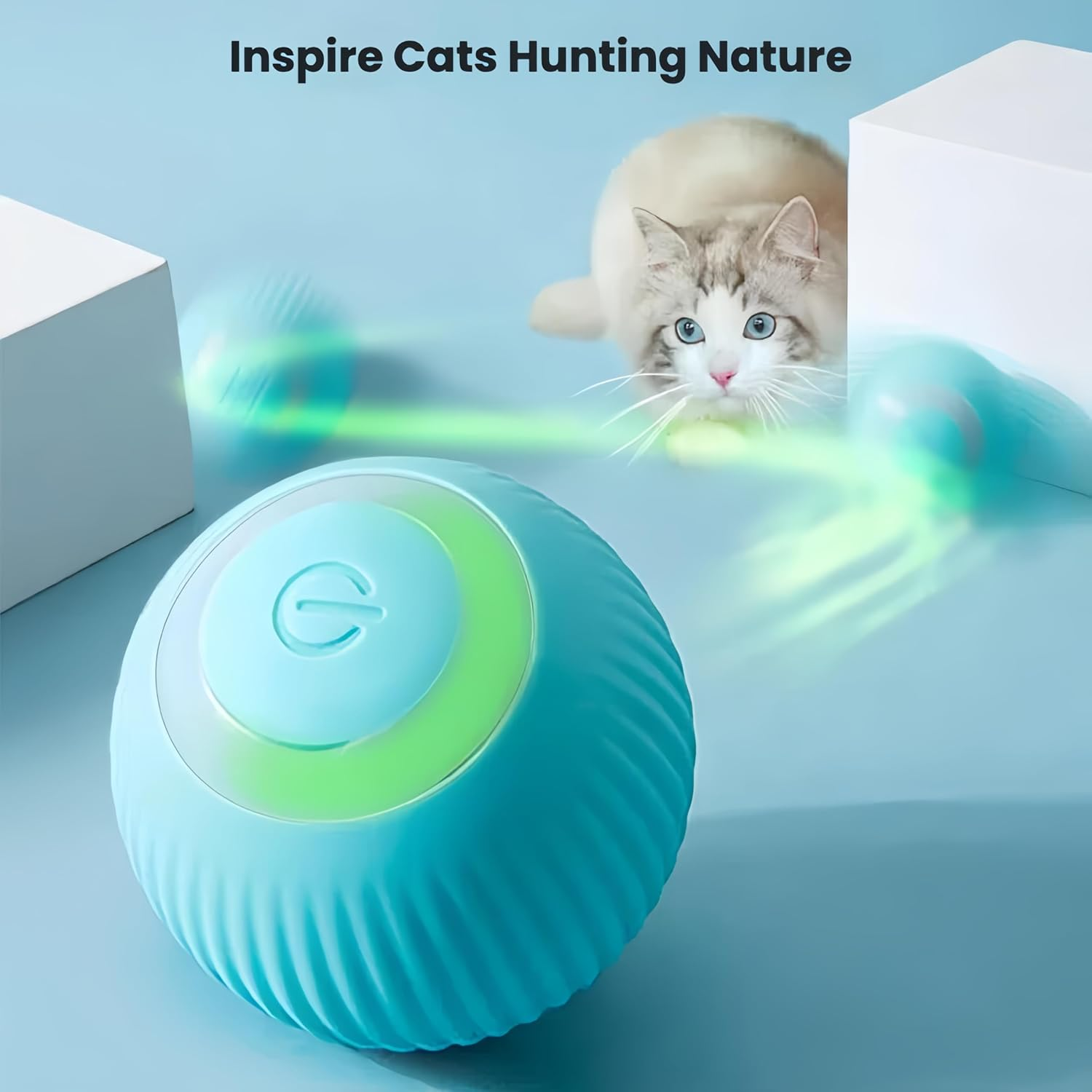 Interactive Smart Roller Cat Toy with Intelligent Obstacle Avoidance, USB Rechargeable Puzzle Ball with LED Lights, Quiet and Durable Design for Indoor Play (Pink) image number 5