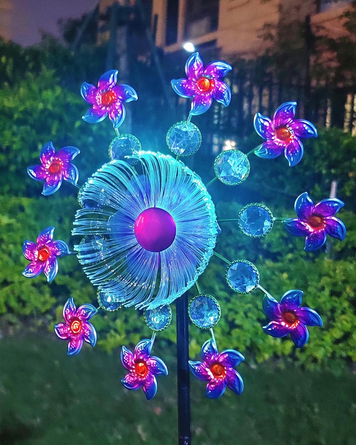 Solar Peacock Wind Spinners for Yard and Garden, 40 Inch Solar Windmill Garden Whirligig Kinetic Spinners Decor for Lawn,Patio&Yard, Metal Whirligigs Green Wind Spinners Outdoor image number 6