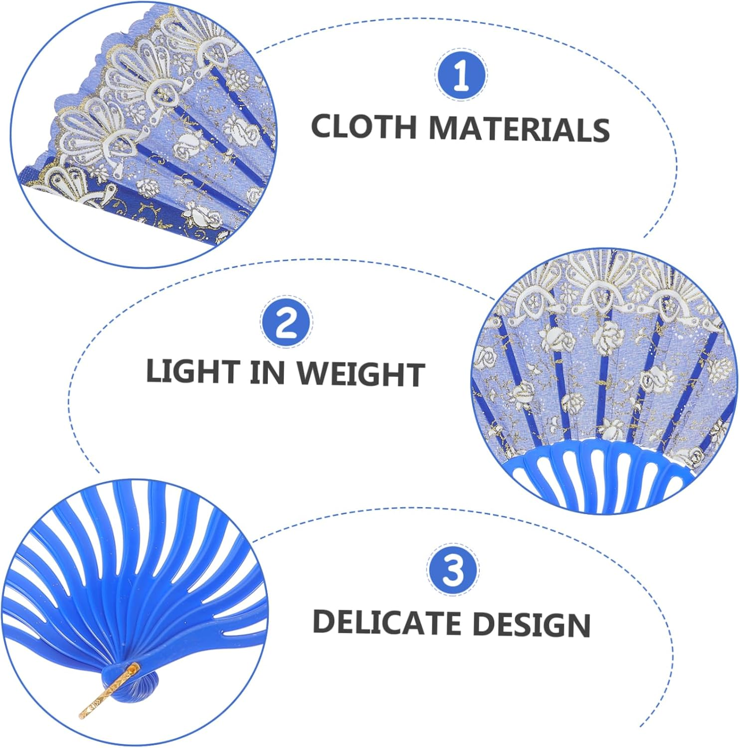 Small Flower Rose Fan Vintage Folding Hand Fan Bridal Handheld for Wedding Decor Performance Prop image number 5