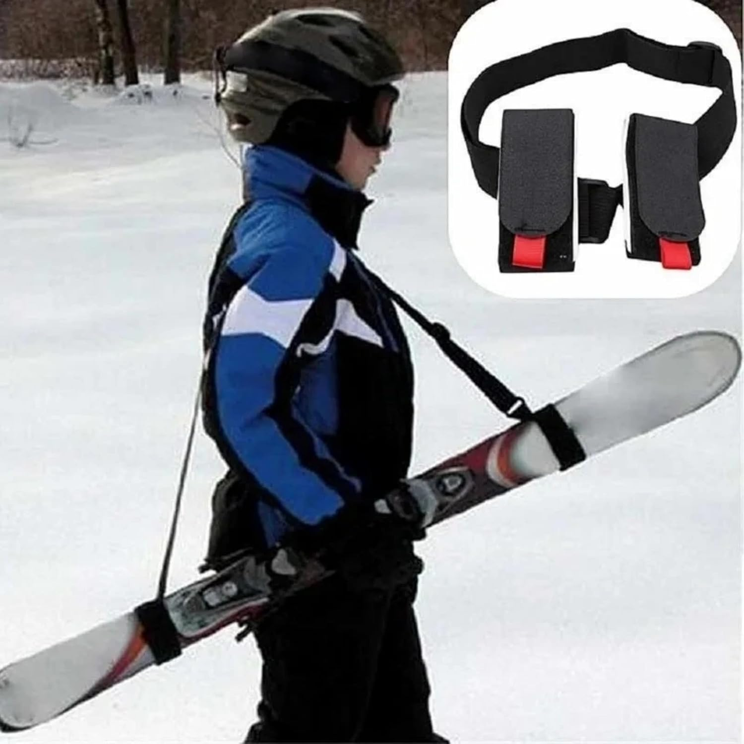 2Pack Adjustable Ski and Pole Carrier Strap, Shoulder Ski Carrier Straps Sling with Cushioned Holder, Portable Snowboard Carrying Strap Ski Accessories for Adults Kid image number 3