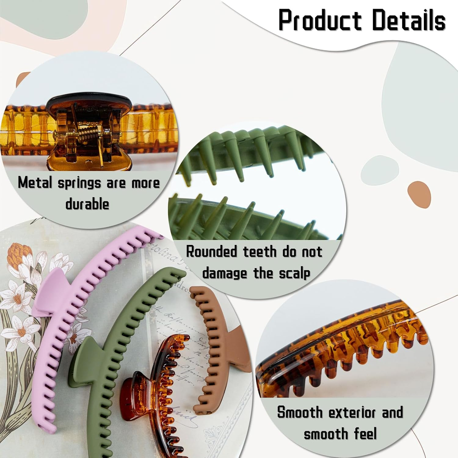 12 Pcs Hold Everything Hair Claw Clips, 4.7 Inch and 2.5 Inch Claw Clips Set for Thick ，Thin ，Straight and Curly Hair, Strong Clip Non-Slip 6 Colors Double Row Teeth Hair Claw Clips (Colorful) image number 5