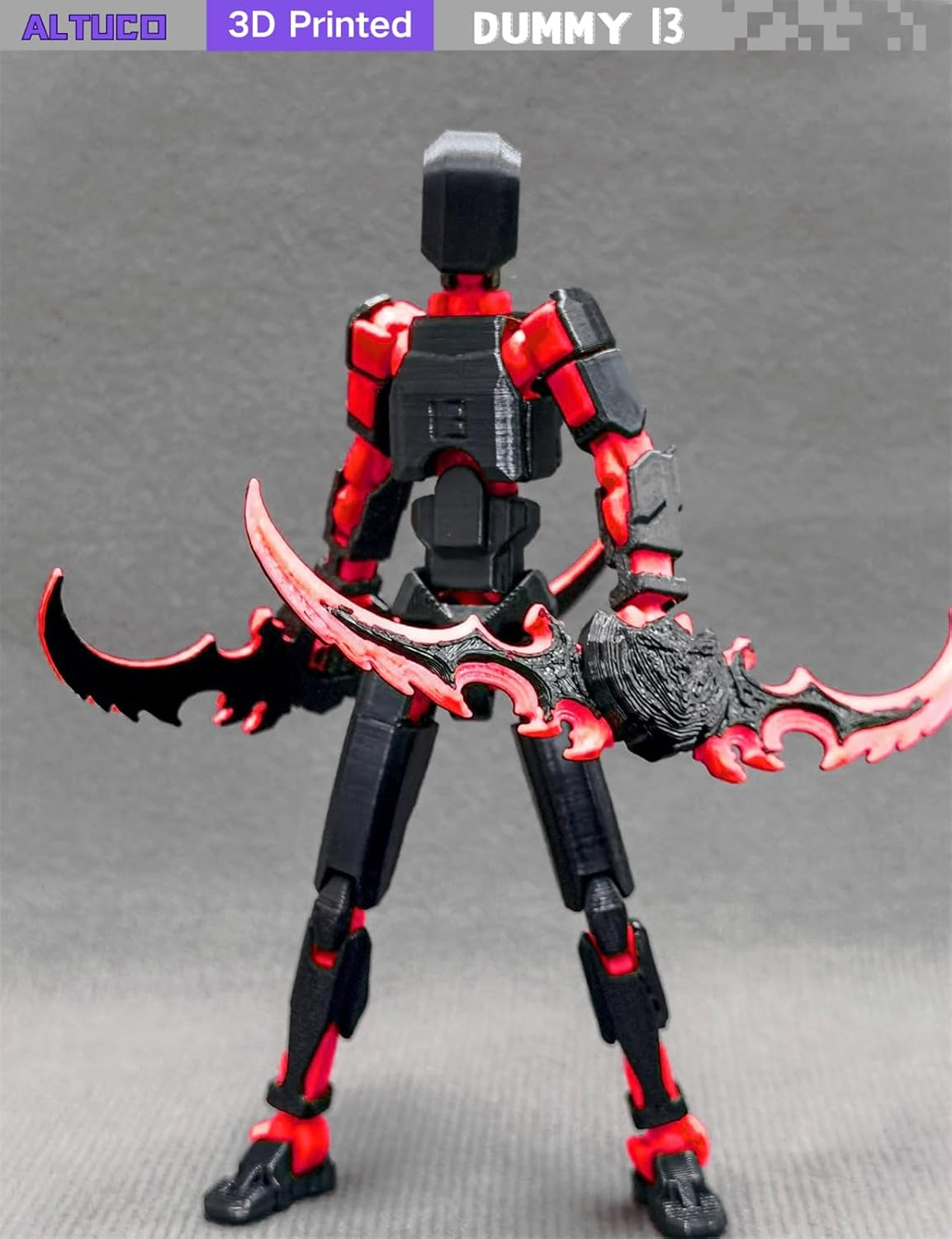 (Assembly Completed) T13 Action Figure with Multiple Accessories,5.5 Inch 3D Printed Multi-Jointed Movable Red Dummy 13 Figure image number 2