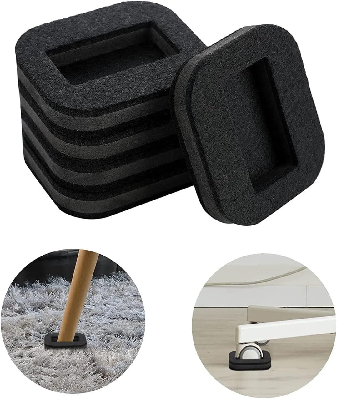 Felt Caster Cups Furniture Pads - 5Pcs for Carpet and Hard Floors - Anti-Sliding Bottom Office Chair Stopper for Wheels, Bed Wheel Protectors image number 1
