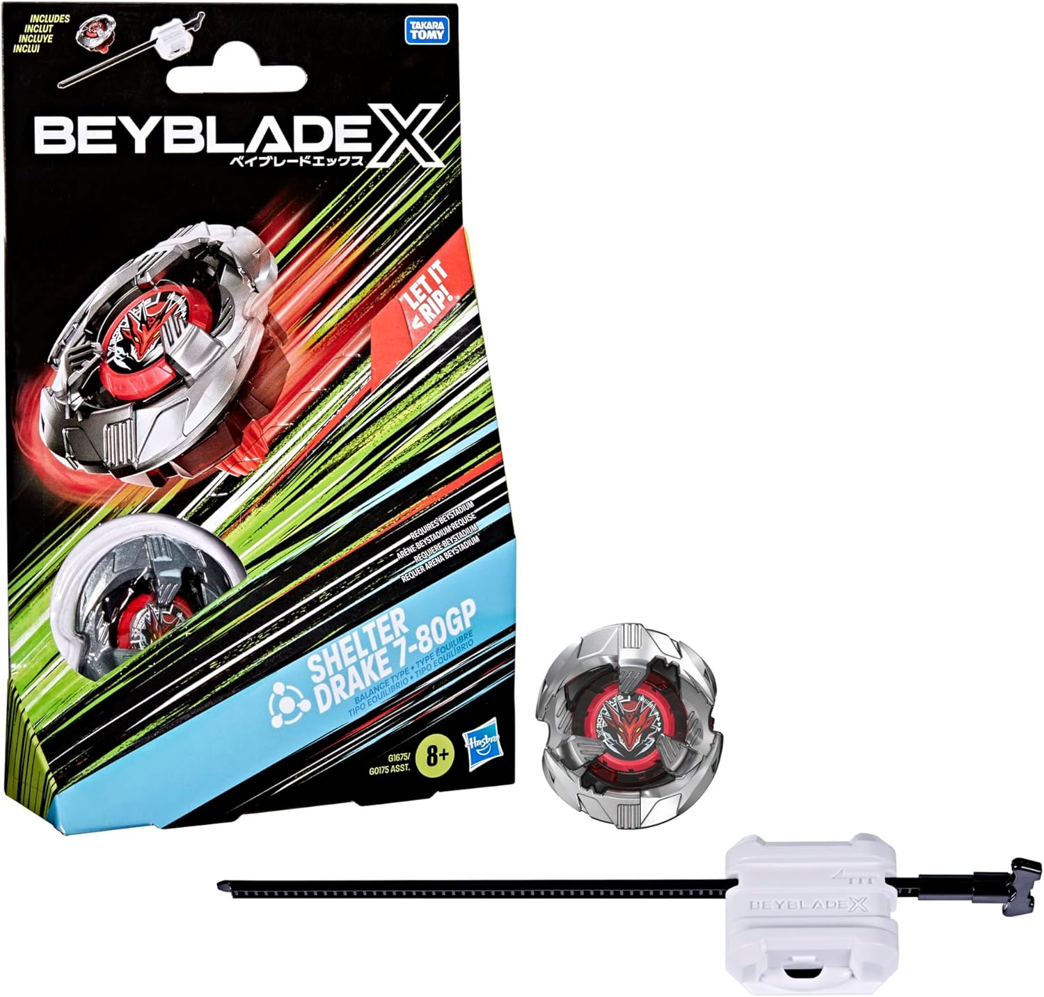 Beyblade X Shelter Drake 7-80GP BX Starter Pack Set with Takara Tomy Balance Type Top and Launcher, Battling Tops Game Toys, Ages 8+ image number 5