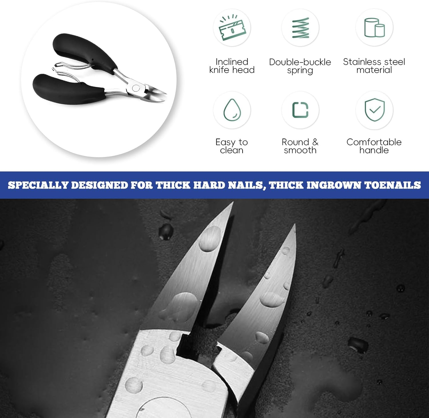 Xlihdzum Premium Large Toenail Clippers - Heavy Duty Toe Nail Clippers for Thick/Ingrown Toenails, Sharp Stainless Steel with Easy Grip ABS Handle Pedicure Tool for Seniors/Adults/Women/Men image number 5